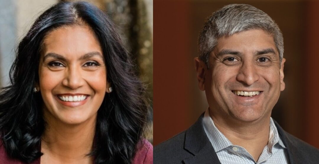 Prema Gupta, new President and CEO of the Center City District; and Anuj Gupta, new President and CEO of the Welcoming Center